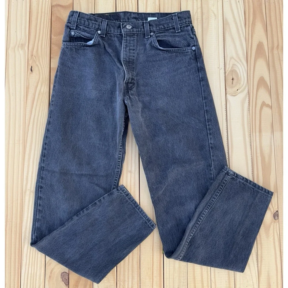 Vintage Black Levi's 550 Relaxed Fit Tapered Leg Orange Tab 34x32